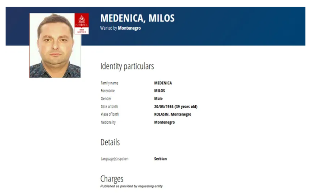 Raspisana poternica za Milošem Medenicom