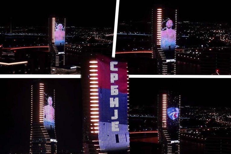 ČESTITKA ZLATNIM „DELFINIMA“ SA KULE BEOGRAD: Impresivna slika iz prestonice