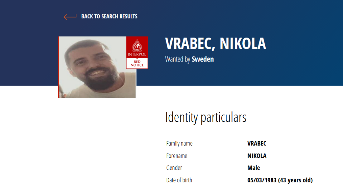 Interpol raspisao crvenu poternicu za Nikolom Vrabecom