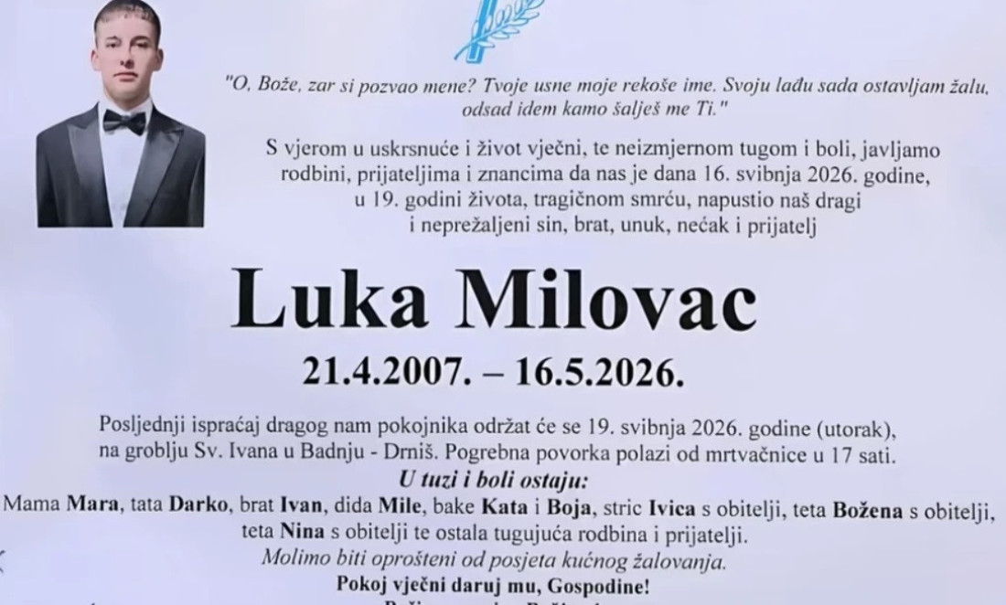 Cela Hrvatska tuguje za Lukom